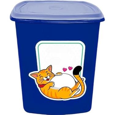 Imagem de Porta Ração 6 litros Pote para Ração de Cães e Gatos (Gato Azul,1 unidade)
