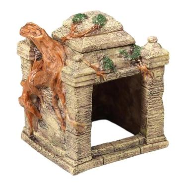 Imagem de FJMQHU Caverna de Esconderijo para Répteis, Terrário, Habitat, Ornamento, Aquário de de Resina para Aquecimento, Casa para Anfíbios, Peixe Betta