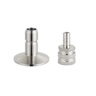 Imagem de Conjunto de trava de esfera de desconexão rápida de grampo triplo de 1,5'', kit de conector de trevo triplo para cerveja caseira, encaixe sanitário para barril de cerveja Corny 304(Set 1)