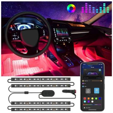 Imagem de Fitas LED Coloridas Automotiva com Controle por Aplicativo, 2V, GOVEE 1, Preto
