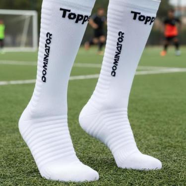 Imagem de Topper Meia Meião Corrida Ciclismo Cano Médio Dominator, Branco