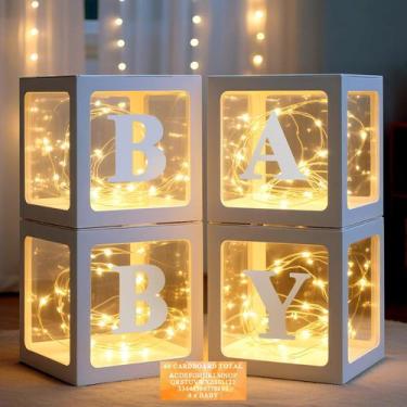 Imagem de Caixas de bebê Ledido com letras para decorações de chá de bebê