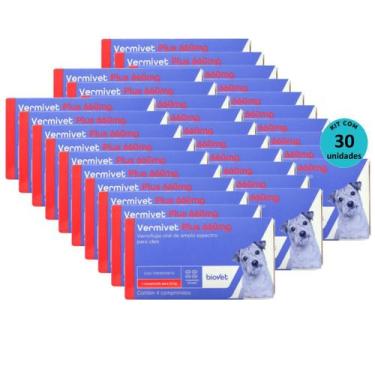 Imagem de Kit 30 Vermivet Plus Biovet 660mg com 4 Comprimidos