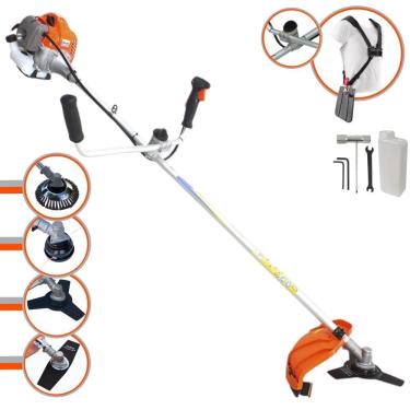 Imagem de Aparador de Grama À Gasolina Vulcan VR430P 43cc 1,7HP 2 Tempos Completa Com Carretel de Nylon + Faca 2 Pontas + Faca 3 Pontas + Escova Rotativa de Aço