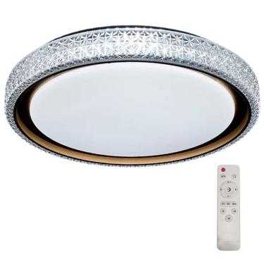 Imagem de Luminaria Plafon 3 Tons LED Cristal Controle Remoto Iluminaçao Quarto Sala Recepçao Moderno Luxo Residencial Comercial