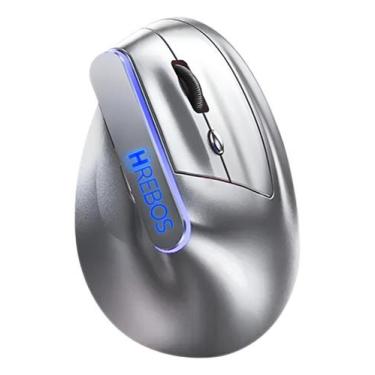 Imagem de Mouse Ergonômico Confortável Vertical Sem Fio 1600dpi Prateado - Hrebo