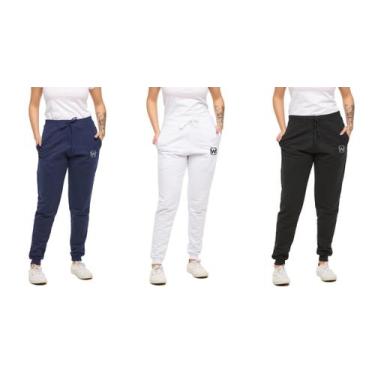 Imagem de Kit com 03 Calças de Moletom Feminina Slim Sport Wooks - M10, Azul, Br