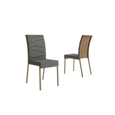 Imagem de Cadeira Sala De Jantar Wave 1754 Kit 2 Un Rose-linho Grafite-courano Caramelo-freijo - Carraro