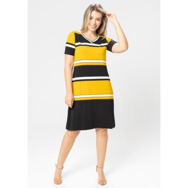 Imagem de Vestido Pau a Pique Listrado Mostarda