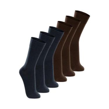 Imagem de Kit com 6 Pares de Meias Casual Lupo 1210-201 Colorido, Marrom, 45-48