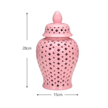 Imagem de Fenteer Vaso de Porcelana com Tampa para Arranjo Floral E Capa de Almofada Elegante para Sofá, Sala de Estar, Escritório, Dormitório, Decoração de Carro