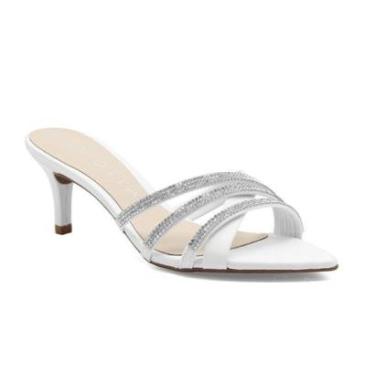 Imagem de Tamanco Feminina Mariotta Salto Baixo Bico Fino Com Strass-Feminino