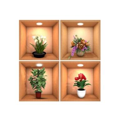 Imagem de Ｂｅｓｇａ Adesivo de parede 3D com 4 peças, decoração realista de fundo em PVC, arte de parede, papel de parede para sala de estar e escritório