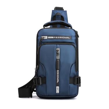 Imagem de Mochila transversal de ombro para homens, bolsa de motocicleta leve com alça única, Azul, 7.39 liters