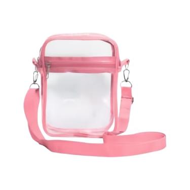 Imagem de Bolsa transversal transparente aprovada para estádios, bolsa de ombro transparente para shows, praia, viagens e esportes, rosa