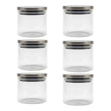 Imagem de Kit 6 Pote De Vidro Com Tampa Hermética Inox 700ml Multiuso - Climaco