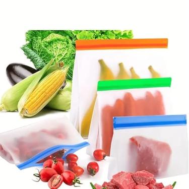 Imagem de Pacote com 10 sacos reutilizáveis de armazenamento de alimentos – sacos vazios e à prova de vazamento, vários tamanhos, ziplock em pé, pode ser lavado na lava-louças - ideal para preparação de