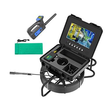 Imagem de Câmera de inspeção de tubulação de 10 polegadas com localizador de 512Hz, câmera para esgoto com função DVR, contador de medidores e teclado, boroscópio industrial para tubos.,70M