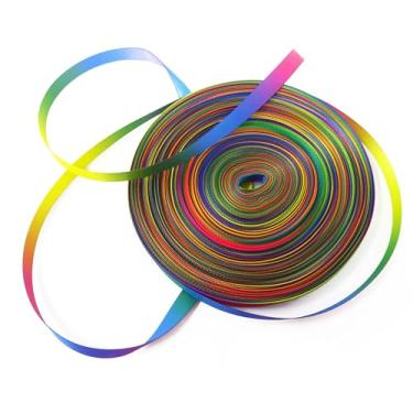 Imagem de 50 metros fita de cetim colorida dupla face bonita arco-íris cor fita de poliéster para decoração de festa de casamento, artesanato de roupas faça você mesmo, embrulho de presente, 9 mm