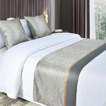 Imagem de WMLTZFUS Tapete de cama jacquard com design decorativo bordado e sedoso, ideal para reforma de quarto, decoração de férias, decoração de luxo para casa - cinza | 1 peça de fronha de 50 x 50 cm