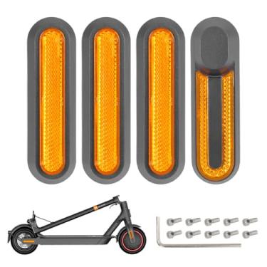 Imagem de 4 capas refletoras de roda de scooter para modelos M365 e Pro2, acessórios de visibilidade aprimorados para passeios noturnos seguros