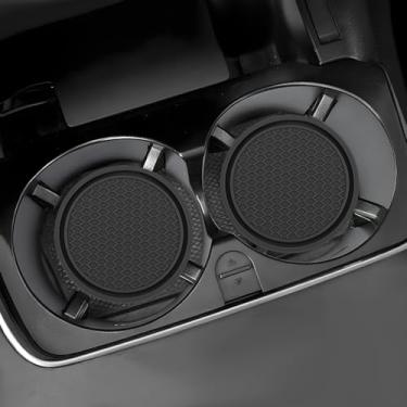 Imagem de 4 peças de porta-copos antiderrapantes para carro com ornamentos embutidos - acessórios universais para porta-copos de carro - porta-copos antiderramamento para interior de veículo (preto)