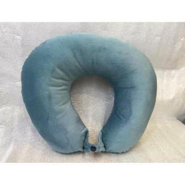 Imagem de Travesseiro De Pescoço Viagem Super Conforto Almofada Cervical Ajustável Para Dormir Em Avião Carro Ônibus(Azul com preto)