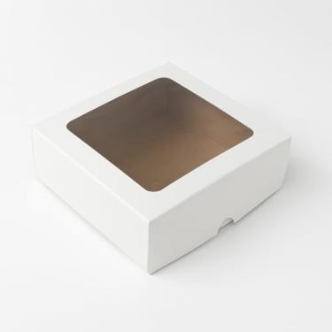 Imagem de Kit Caixas De Presente Pequena Com Visor e Papel de Seda 16x16x4cm (10,Branca)