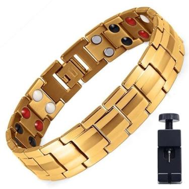 Imagem de Pulseiras masculinas de elos de aço inoxidável com corrente de elos de aço inoxidável, pulseira masculina, Large, Liga metálica, Sem Pedra Preciosa