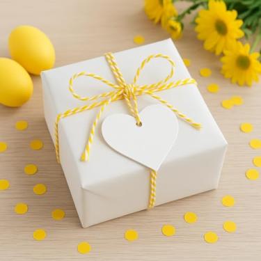 Imagem de Fio de algodão, fio amarelo e branco de 2 mm, cordão de algodão de 1,8 m para arte e artesanato faça você mesmo, embrulho de presente, jardinagem, macramê, carne e assar