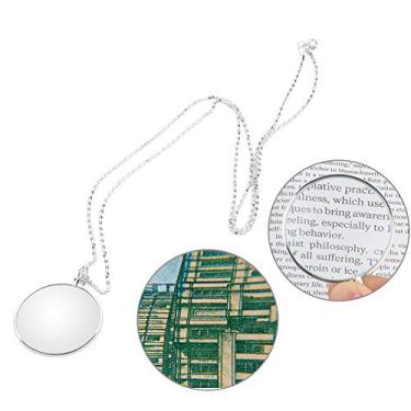Imagem de Generic Colar de lente monóculo de lupa 5X, prata, Branco