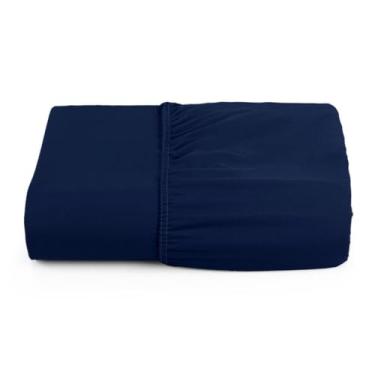 Imagem de Lençol Avulso com Elástico Solteiro Casal Queen King Tecido 400 Fios Toque Macio e Aveludado(Azul Marinho,Queen)