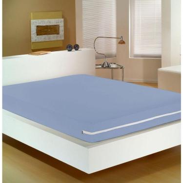 Imagem de Capa Para Colchão Doce Vida Casal 20 Malha Mista C- Zíper 138mx188mx20cm Azul Placido