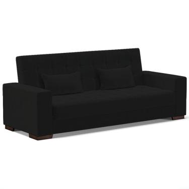 Imagem de Sofá Cama Decorativo 210Cm Beesley Linho Preto - Gran Belo