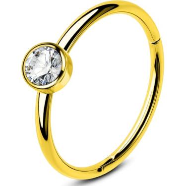 Imagem de OUFER Anéis de nariz 20G 6/7/8 mm, anel de nariz articulado de aço cirúrgico 316L para mulheres, piercing de cartilagem de zircônia cúbica transparente, cartilagem, torre, hélice, lóbulo, tragus