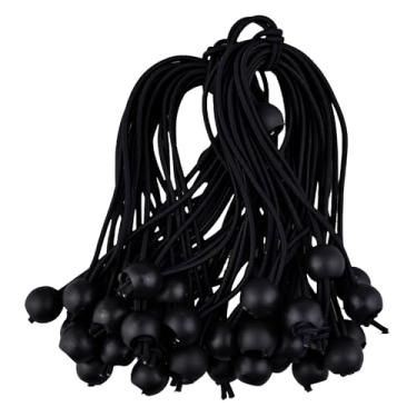 Imagem de 50 peças de laços elásticos de 20 cm, cordão elástico resistente para lona, tenda, sombra, carga e mais – amarração elástica versátil para uso externo e interno (preto)