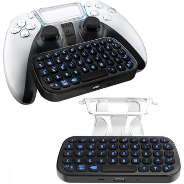 Imagem de Teclado Sem Fio Para Controle Dualsense Compatível Com Playstation 5 ChatPad Bluetooth Preto