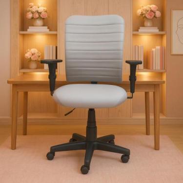 Imagem de Cadeira Escritório Ergonômica Cinza Apoio Lombar Com Encosto Office Ex