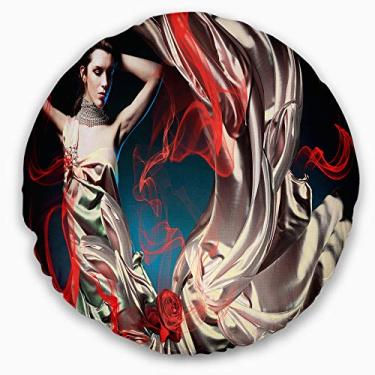 Imagem de Retrato abstrato feminino com vestido de fada longo da Designart sala de estar, sofá, almofada de alta qualidade + capa de almofada impressa em ambos os lados 40 cm