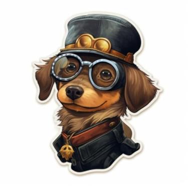 Imagem de Adesivo de Parede Infantil Kawaii com Animais e Personagens Steampunk para Quarto e Cadernos 50x50cm