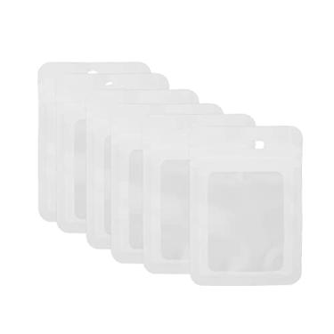 Imagem de ZJchao 100pcs Resealable Zipper Pouch Bags Clear Window Hanging Holes Auto Sealing Design para Candy Biscuits Jóias Batom Nail Plates Key Chains (7 * 10cm)