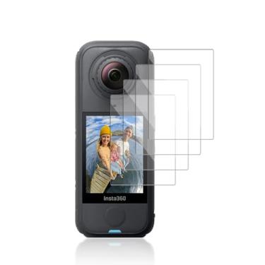 Imagem de YAJOJO Pacote com 4 protetores de tela para Insta360 X4 Air - vidro temperado com dureza 9H para câmera de ação Insta360 X4 Air, antiarranhões, sem bolhas, clareza HD