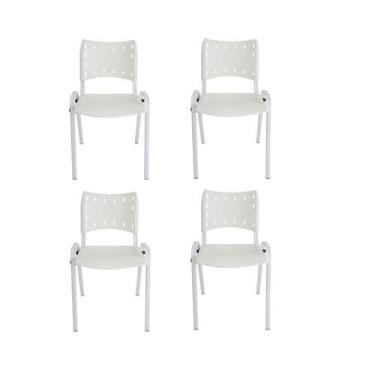 Imagem de Kit Com 4 Cadeiras Iso Para Escola Escritório Comércio Branca Base Bra