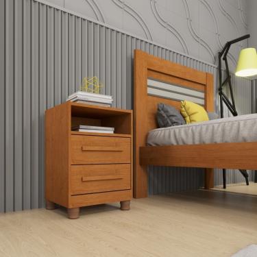 Imagem de Mesa De Cabeceira Barcelona Com Pés E 2 Gavetas Tcil Cinamomo