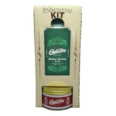 Imagem de Kit Essential Caballeros (Shampoo Refreshing Tea Tree 140ml + Firm Pomade 110g + Caixa Presente)
