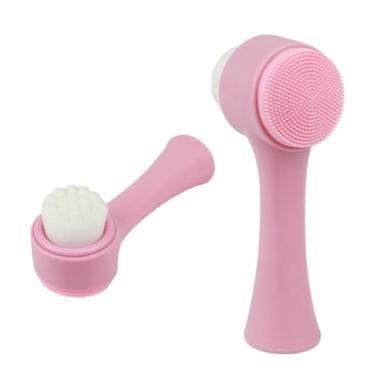 Imagem de Escova Limpeza Facial 2 em 1 Skin Care Cerdas Macias Multifuncional Cores Sortidas Verde Rosa Lilás Premium