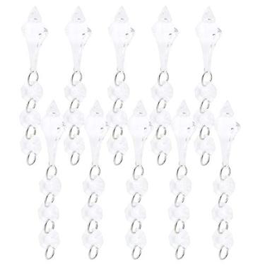 Imagem de RiToEasysports Pingente de Cristal Cônico Decoração de Lustre Diy, 10 Peças Ornamento Frisado Irregular Acrílico para Decoração/iluminação de Casa (Transparente)