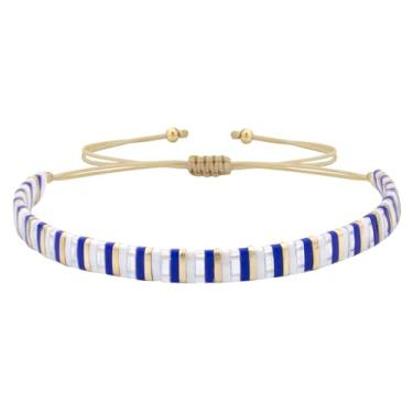 Imagem de KELITCH Pulseiras femininas da amizade com contas de cristal Tila Pulseira de cordão empilháveis feitas à mão para doces, Contas turquesa criadas, Contas turquesa criadas