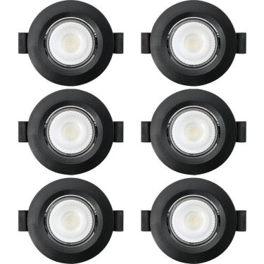 Imagem de Kit 6 Spot De Led Embutir Slim Mr11 Redondo 3W Preto Bivolt