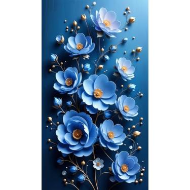 Imagem de ARTGOTO Kits de pintura de arte de diamante extragrande para adultos, 60 x 105 cm, flores, faça você mesmo, brocas redondas completas, com pontos de diamante, tamanho extra grande para presentes de